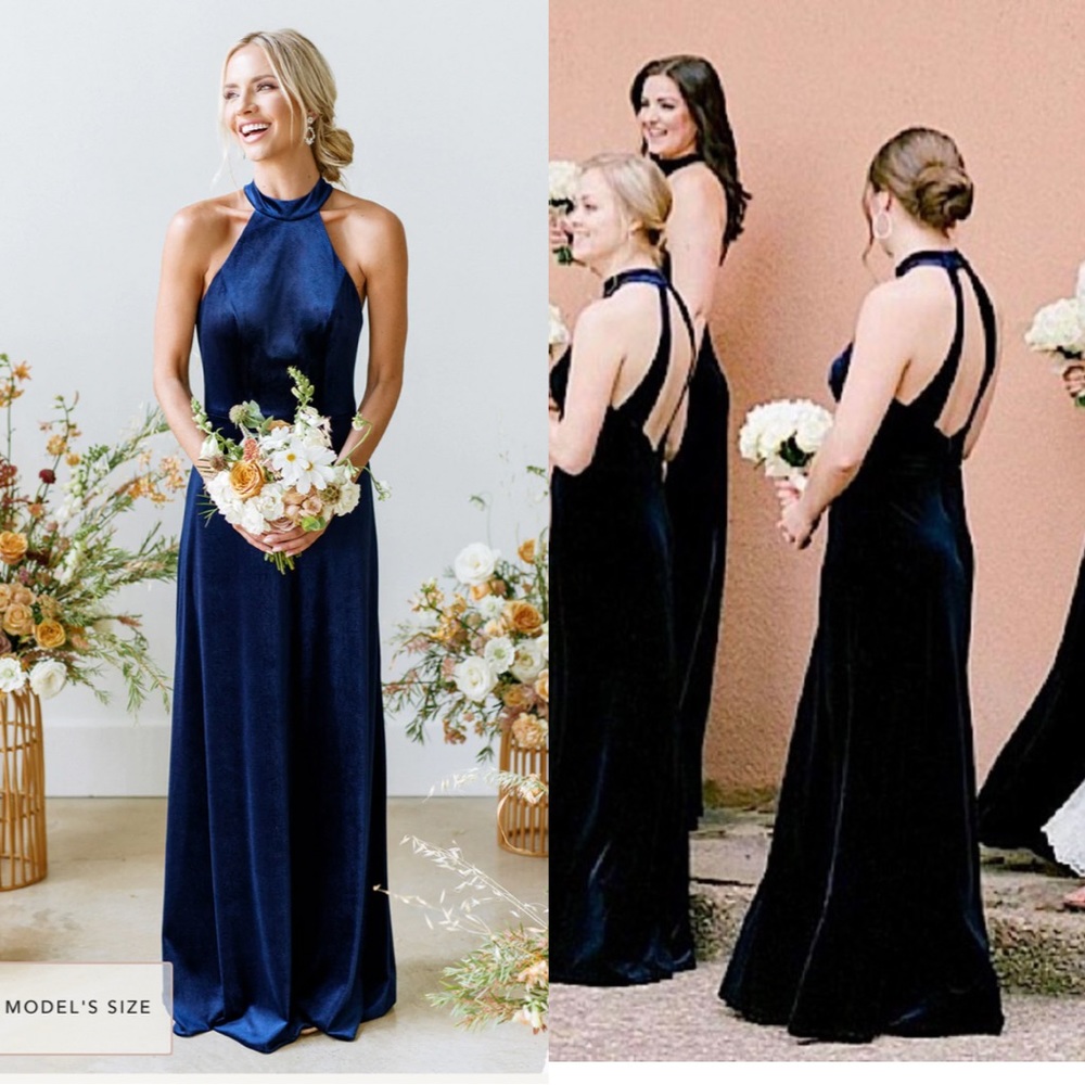 Revelry Tori Dress Velvet Gown Black Halter Neck Bridesmaids Wedding Cocktails